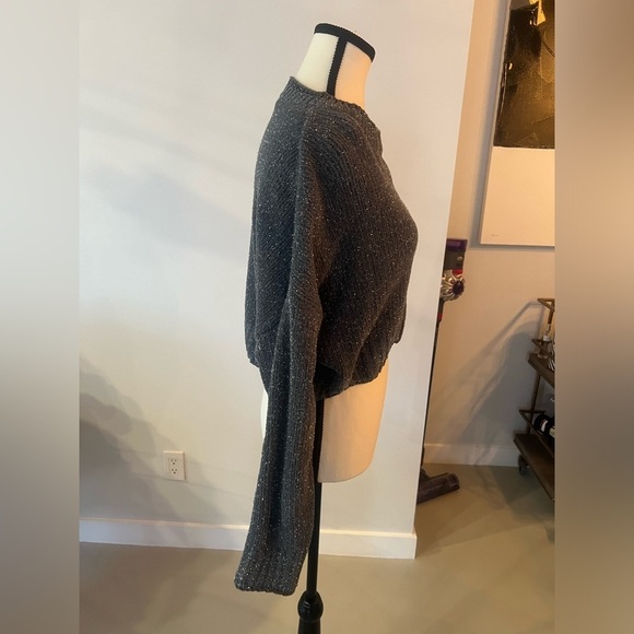 Zara Grey Silver  Crop Sparkle Sweater - Picture 9 of 11